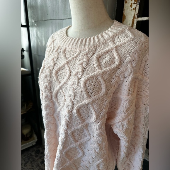 POL Never Too Cozy Cable Knit Sweater Light Pink Size S - Picture 3 of 5